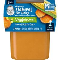 Gerber, Natural for Baby, Veggiepower, батат и кукуруза, 2nd Foods, 2 пакетика по 113 г (4 унции)