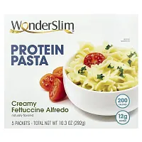 WonderSlim, Protein Pasta, Creamy Fettuccine Alfredo, 5 Packets, 59 g Each