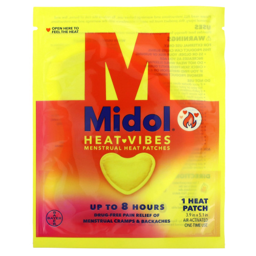 Midol, Heat Vibes, менструальные теплые пластыри, 3 тепловых пластыря фото 3