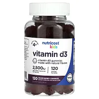 Nutricost, Kids, Vitamin D3, Ages 4+, Mixed Berry, 62.5 mcg (2,500 IU), 120 Gummies