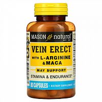 Mason Natural, Vein Erect, с L-аргинином и мака, 80 капсул