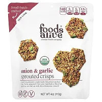 Foods Alive, Sprouted Crisps, Onion &amp; Garlic, 4 oz (113 g)