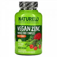 NATURELO, Vegan Zinc with Vitamin C, 120 Vegetarian Capsules