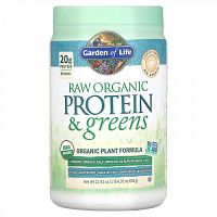 Garden of Life, RAW Protein & Greens, органическая растительная формула, слегка сладкое, 650 г (22,92 унции)