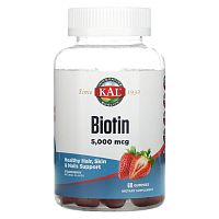 KAL, Biotin, Strawberry, 5,000 mcg, 60 Gummies