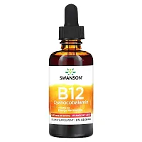 Swanson, B12 Cyanocobalamin Liquid, Strawberry, 1,000 mcg, 2 fl oz (59 ml)