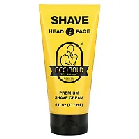 Bee Bald, Shave Head &amp; Face, Premium Shave Cream, 6 fl oz (177 ml)