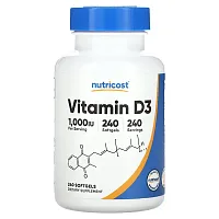 Nutricost, Vitamin D3, 1,000 IU, 240 Softgels