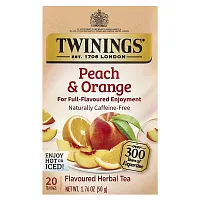 Twinings, Herbal Tea, Peach &amp; Orange, Caffeine-Free, 20 Tea Bags, 1.76 oz (50 g)