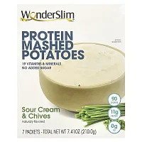 WonderSlim, Protein Mashed Potatoes, Sour Cream &amp; Chives, 7 Packets, 30 g Each