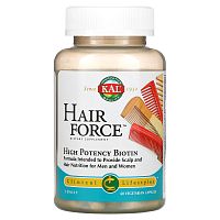 KAL, Hair Force, высокоэффективный биотин, 60 вегетарианских капсул