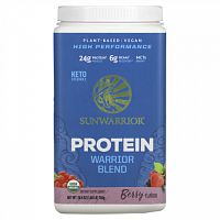 Sunwarrior, Warrior Blend Protein, органический растительный продукт, ягоды, 750 г (1,65 фунта)