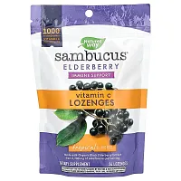 Nature&#x27;s Way, Sambucus Elderberry, Vitamin C Lozenges, Tropical, 24 Lozenges