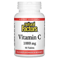 Natural Factors, Vitamin C, Plus Bioflavonoids &amp; Rosehips, 1,000 mg, 90 Tablets