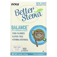 NOW Foods, Better Stevia, Balance, с хромом и инулином, 100 пакетиков по 1,1 г