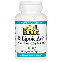 Natural Factors, R-Lipoic Acid, 100 mg, 60 Vegetarian Capsules