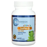 Creekside Natural Therapeutics, Children&#x27;s Snifflex Plus with NAC, Ages 6-12, Elderberry, 60 Soft Chewables