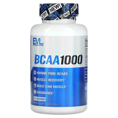 EVLution Nutrition, BCAA1000, 500 мг, 60 растительных капсул