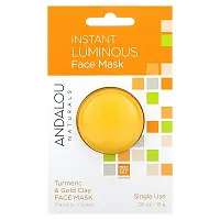 Andalou Naturals, Instant Luminous Beauty Face Mask, Turmeric &amp; Gold Clay, 0.28 oz (8 g)