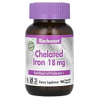 Bluebonnet Nutrition, Chelated Iron, 18 mg, 90 Vegetable Capsules