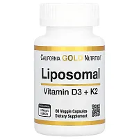 California Gold Nutrition, Liposomal Vitamin K2+ D3, 60 Veggie Capsules