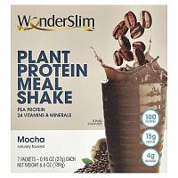 WonderSlim, Plant Protein Meal Shake, Mocha, 7 Packets, 0.95 oz (27 g) Each