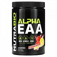 NutraBio Labs, Alpha EAA, незаменимые альфа-аминокислоты, клубника и лимон, 458 г (1 фунт)