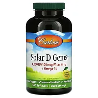 Carlson, Solar D Gems® , Vitamin D3 + Omega-3s, Natural Lemon , 360 Soft Gels