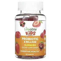 Lifeable, Kids Probiotic Gummies, Natural Berry, 5 Billion, 60 Gummies