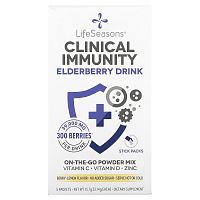 LifeSeasons, Clinical Immunity Elderberry Drink Mix, Berry-Lemon, 39,000 mg, 5 Packets, 3.14 g Each