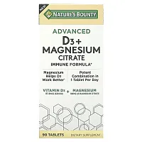 Nature&#x27;s Bounty, Advanced D3 + Magnesium Citrate, 90 Tablets