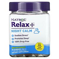 Natrol, Relax +, Night Calm, ягодный, 50 жевательных таблеток