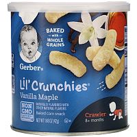 Gerber, Snacks for Baby, Lil 'Crunchies, снек из запеченного зерна, от 8 месяцев, ванильный клен, 42 г (1,48 унции)