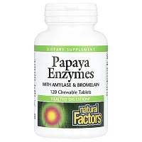 Natural Factors, Papaya Enzymes with Amylase &amp; Bromelain, 120 Chewable Tablets