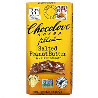 Chocolove, Арахисовая паста с начинкой в молочном шоколаде, 33% какао, 90 г (3,2 унции)