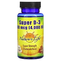 Nature&#x27;s Life, Super D-3, 100 mcg (4,000 IU), 100 Softgels