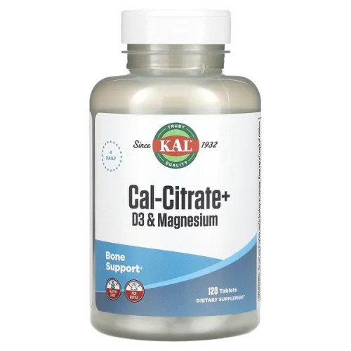 KAL, Cal-Citrate+ D3 &amp; Magnesium, 120 Tablets