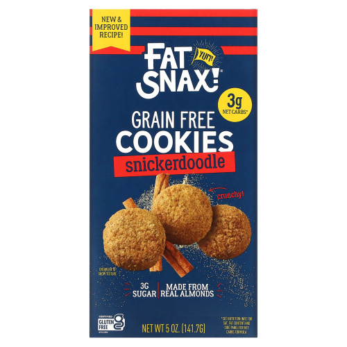 Fat Snax, Mini Cookies, Snickerdoodle, 141,7 г (5 унций)