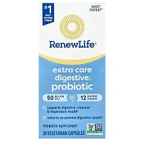 Renew Life, Extra Care Digestive Probiotic, 50 Billion CFU, 30 Vegetarian Capsules