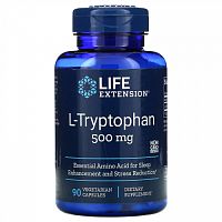 Life Extension, L-триптофан, 500 мг, 90 вегетарианских капсул