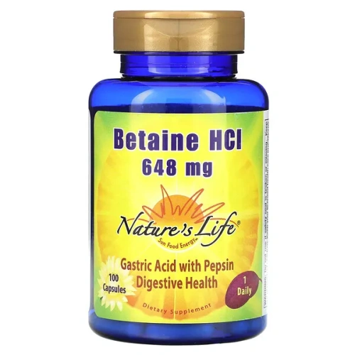 Nature&#x27;s Life, Betaine Hcl, 648 mg, 100 Capsules