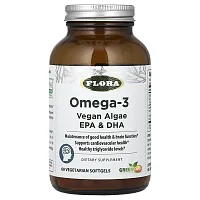 Flora, Omega-3, Vegan Algae EPA &amp; DHA, 60 Vegetarian Softgels