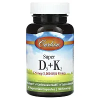 Carlson, Super D3 + K2, 90 Vegetarian Capsules