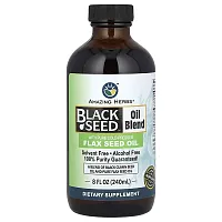 Amazing Herbs, Black Seed Oil Blend, With Pure Cold-Pressed Flax Seed Oil, 8 fl. oz (240 ml)