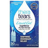 TheraTears, Nighttime Dry Eye Therapy, Lubricant Eye Gel, 30 Single-Use Vials