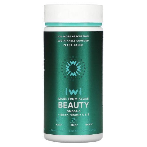 iWi, Beauty, Omega-3 + Biotin, Vitamin C & E, 60 Softgels фото 3