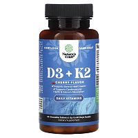 Nature&#x27;s Craft, D3 +K2, Cherry, 60 Chewable Tablets