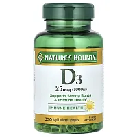 Nature&#x27;s Bounty, D3, 25 mcg (1,000 IU), 350 Rapid Release Softgels