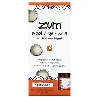 ZUM, Wool Dryer Balls with Aroma Blend, Patchouli, 4 Pieces