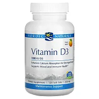 Nordic Naturals, Vitamin D3, Orange, 1,000 IU, 120 Soft Gels